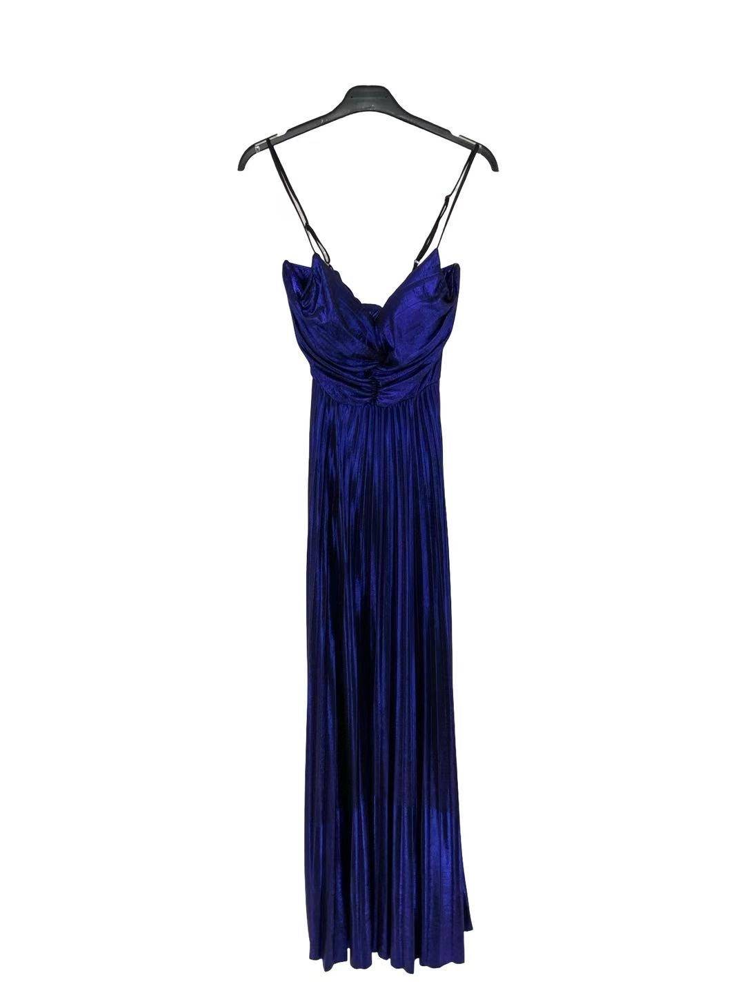 Metallic Maxi Dress with Bow Back Detail - Royal Blue