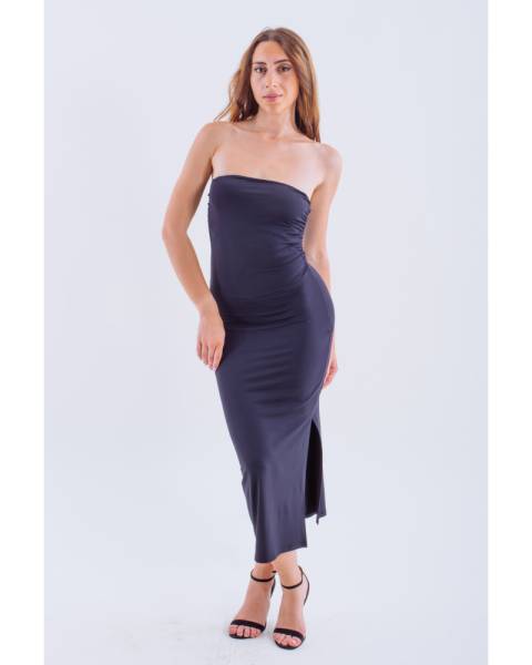 Bandeau Dress with Split - Black