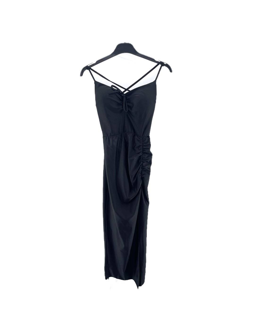 Tie Back Split Dress - Black