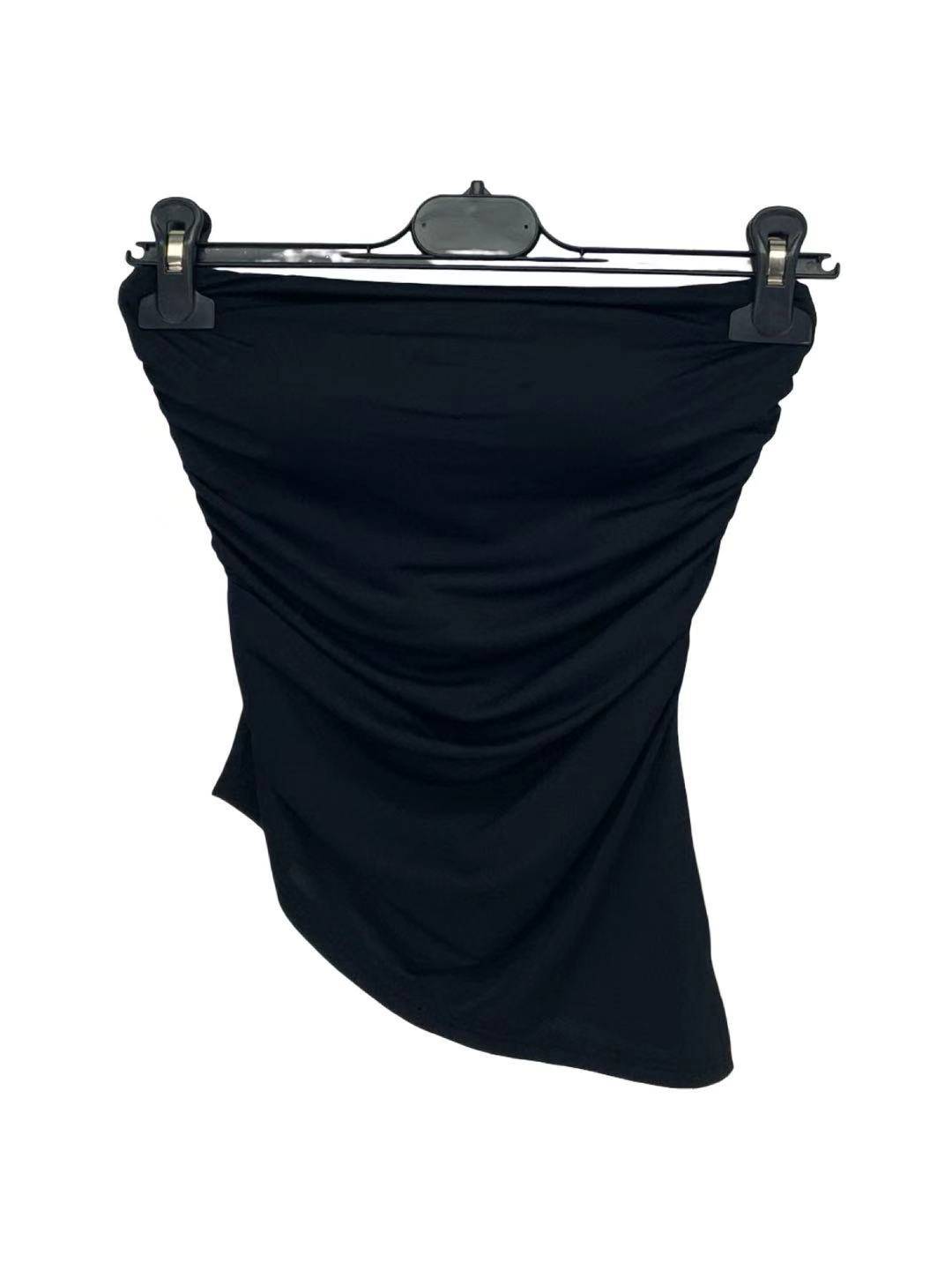 Asymmetric Strapless Top - Black