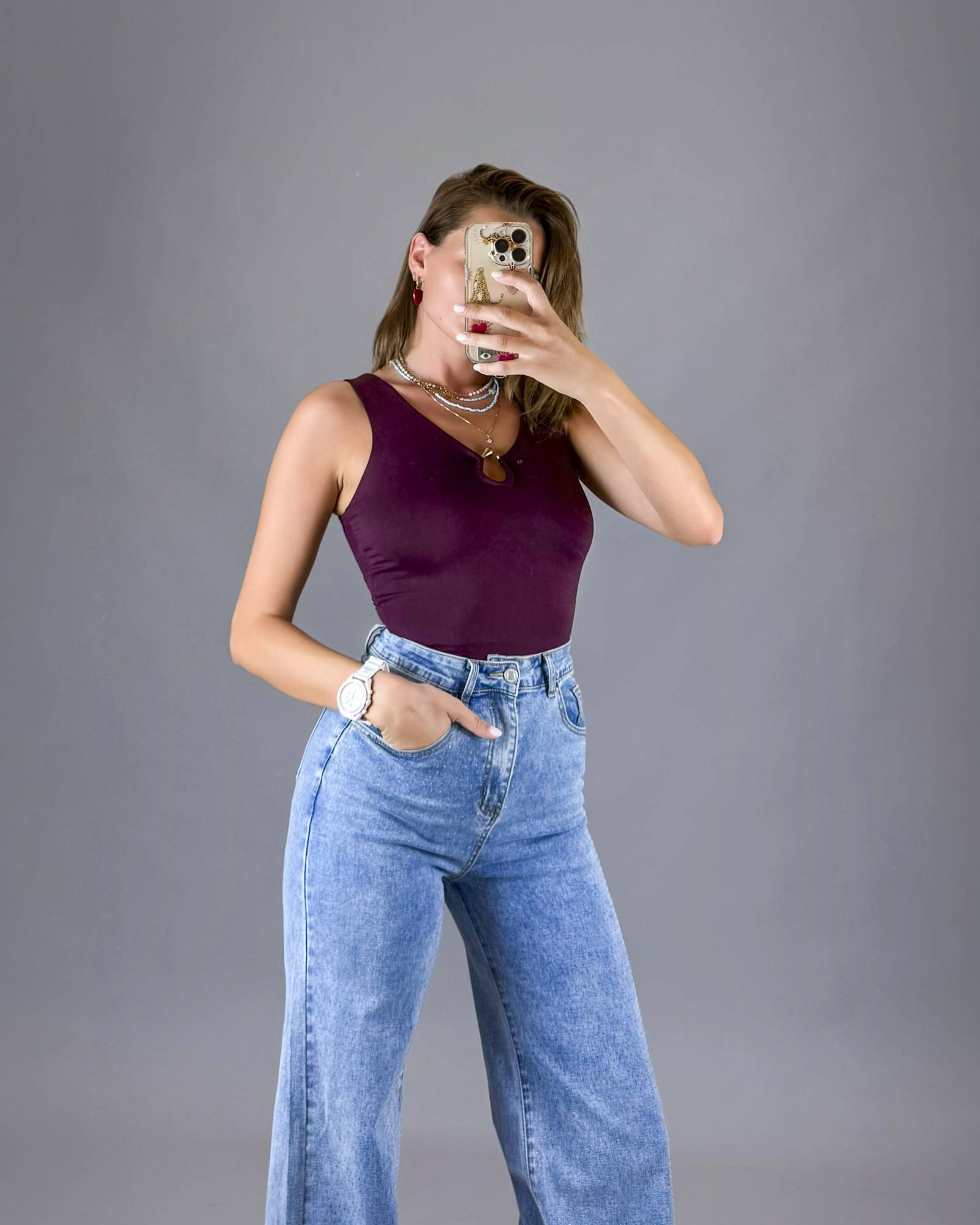 Bodysuit with Gold Ring Accent - Melanza
