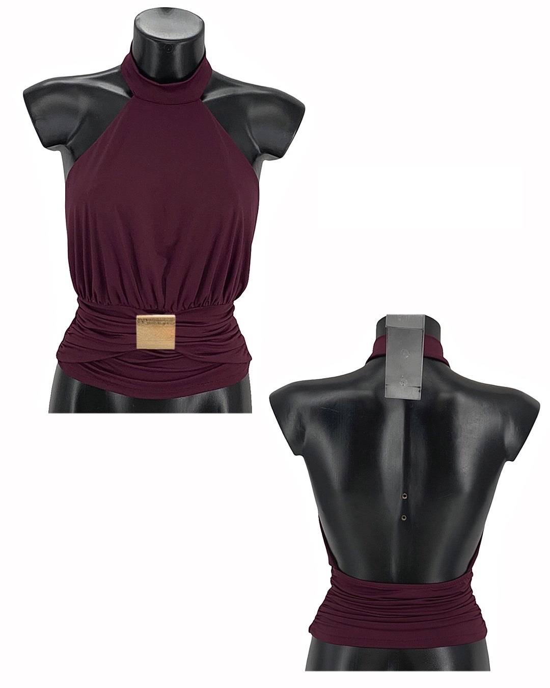 Halter Top with Gold Buckle Detail - Melanza