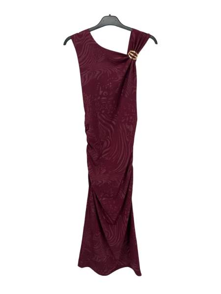 Patterned Open Back Midi Dress - Melanza