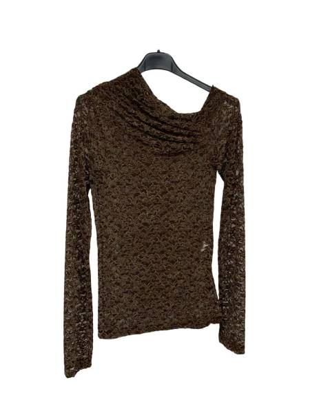 Lace Top with Long Sleeves - Brown