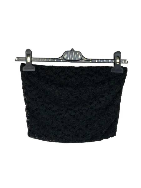 Lace Strapless Crop Top - Black