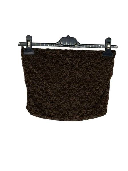 Lace Strapless Crop Top - Brown