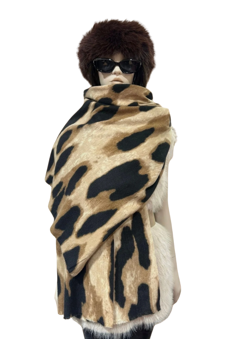 Animal Print Scarf - Camel
