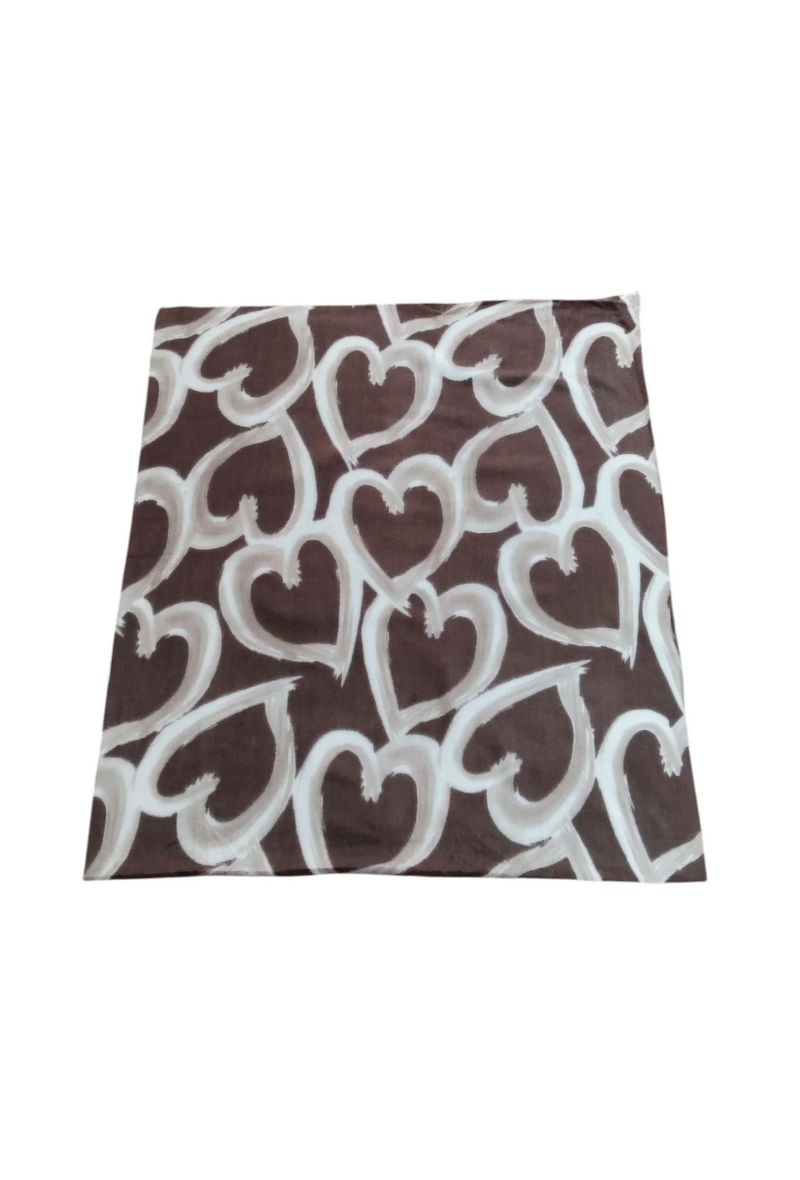 Heart Print Scarf - Brown