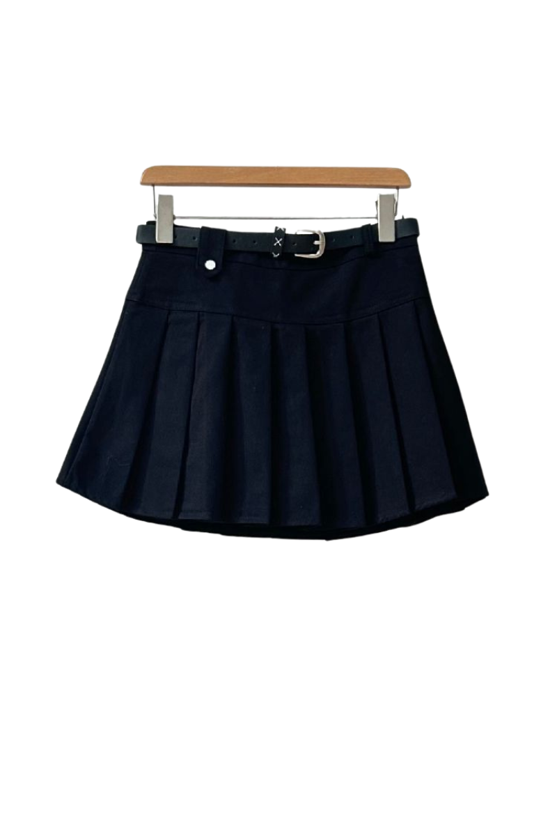Pleated Mini Skirt - Black