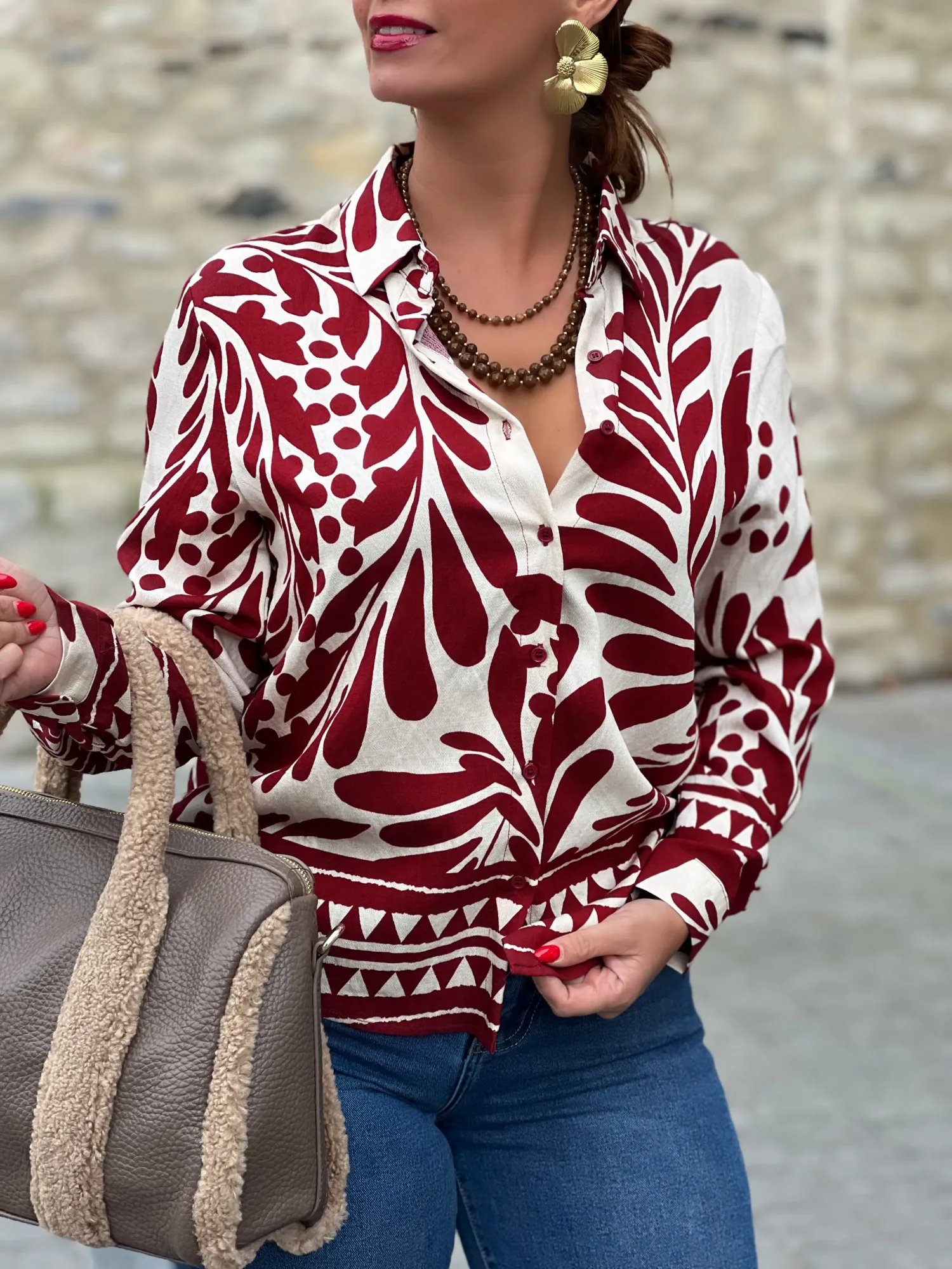 Printed Shirt - Bordeaux