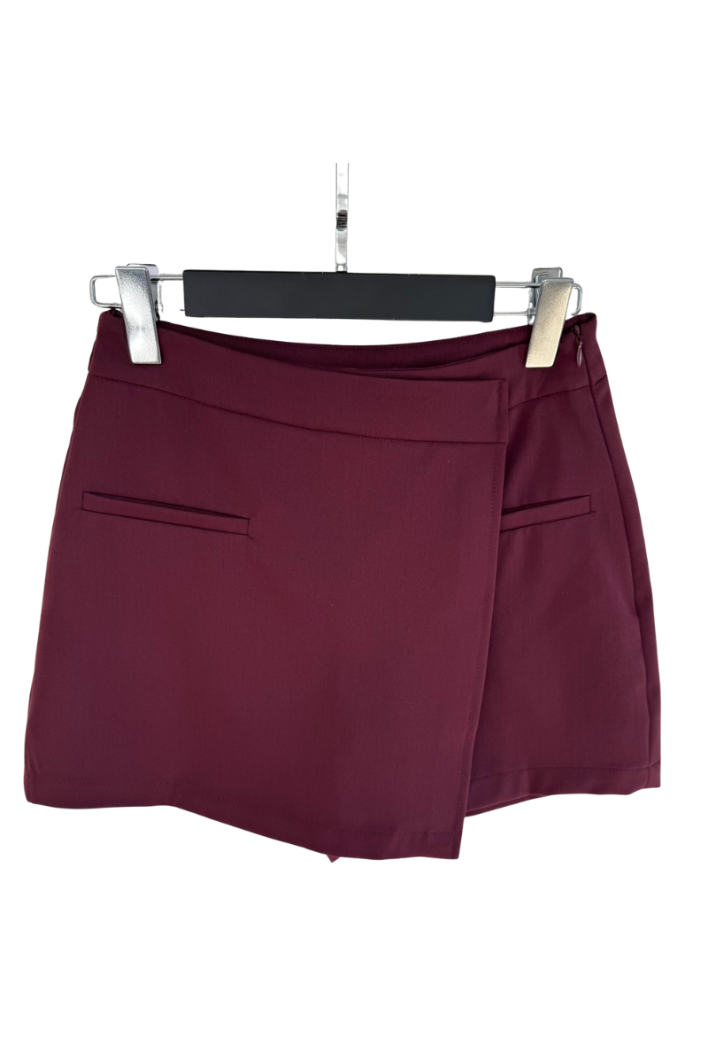 Elegant Wrap Skort - Bordeaux