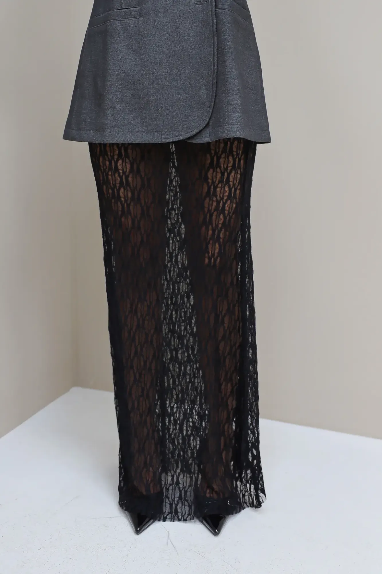 Long Lace Skirt - Black