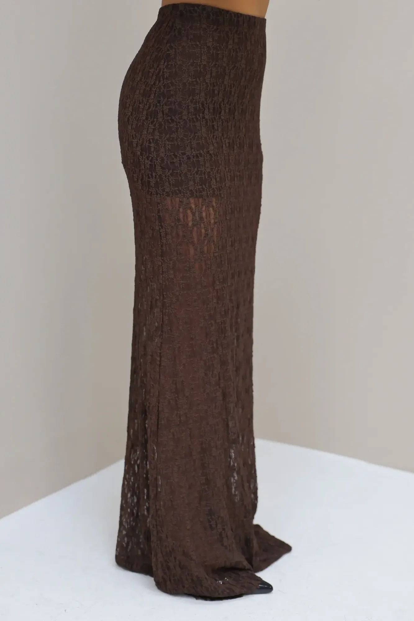 Long Lace Skirt - Brown