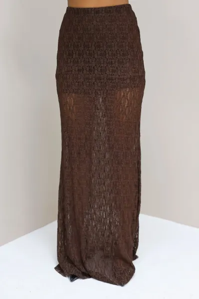 Long Lace Skirt - Brown