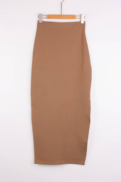 Long High-Waisted Skirt - Camel