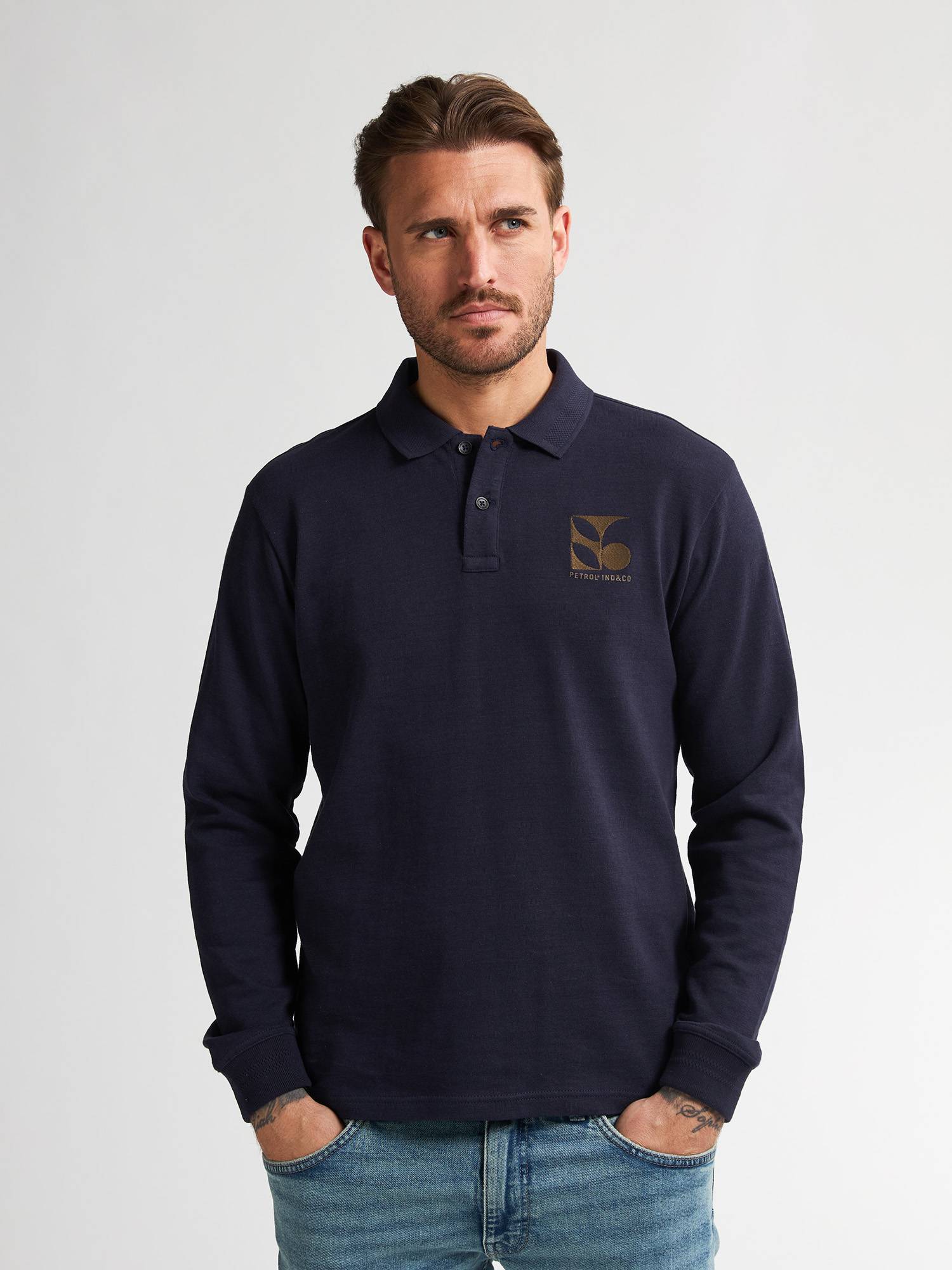 Petrol Polo Long Sleeve - Blue