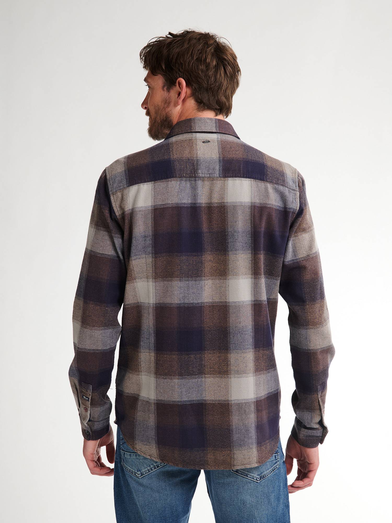 Petrol Checked Shirt Casper - Brown
