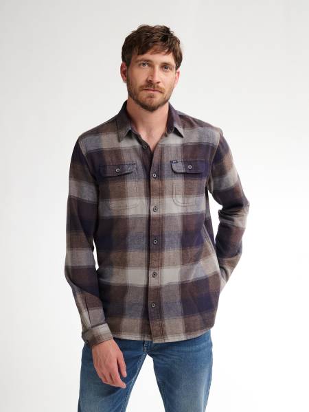 Petrol Checked Shirt Casper - Brown