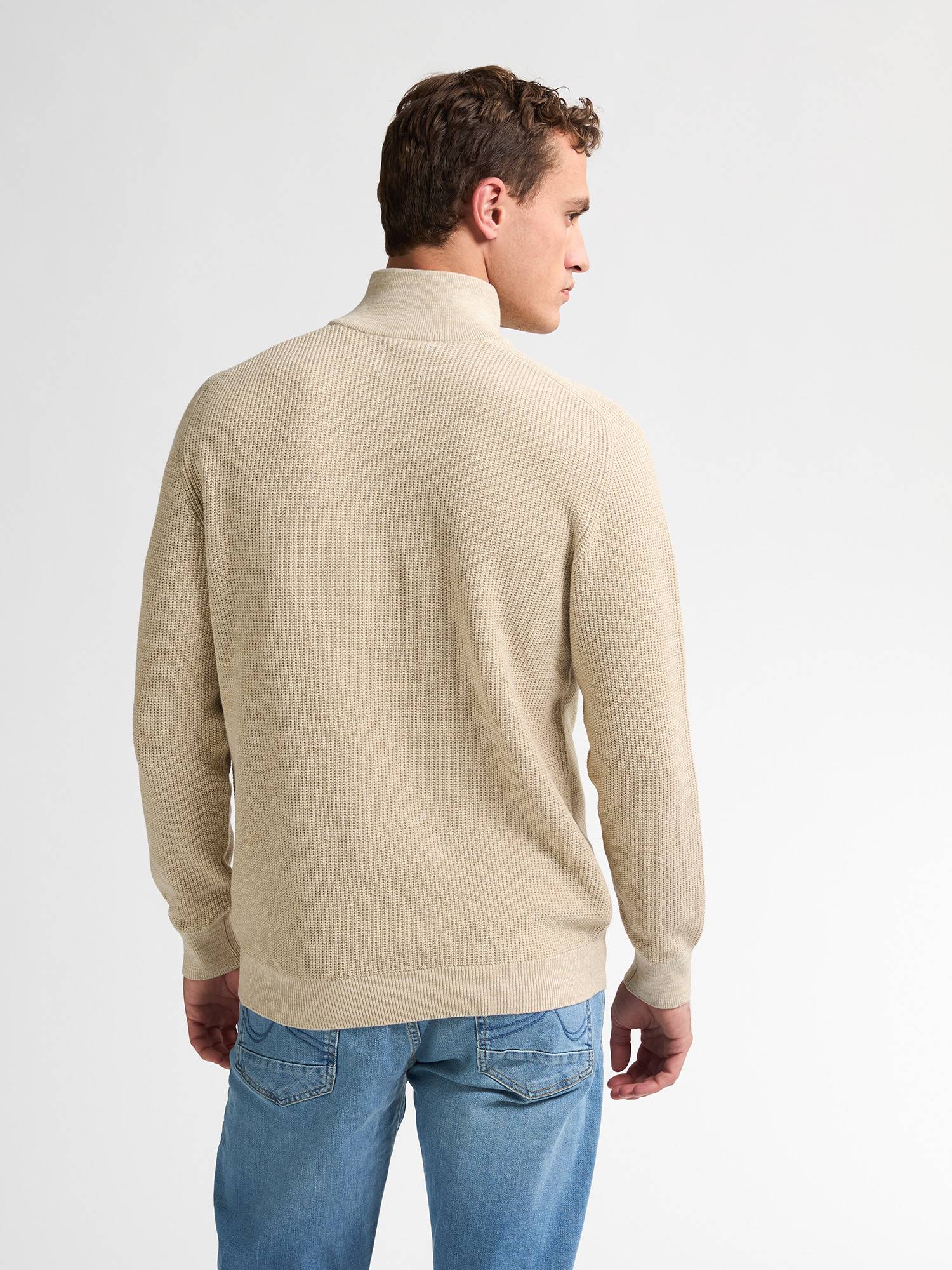Petrol Knitted Half-Zip Sweater Nashville - Beige