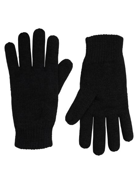 Petrol Ribbed Knitted Gloves Coeur d'Alene - Black