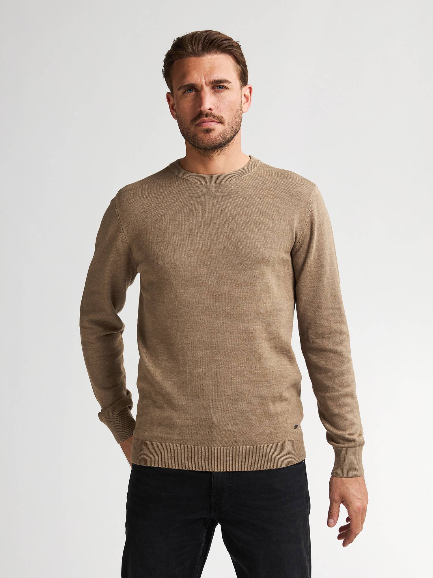 Petrol Fine-knit Jumper Steamboat - Beige