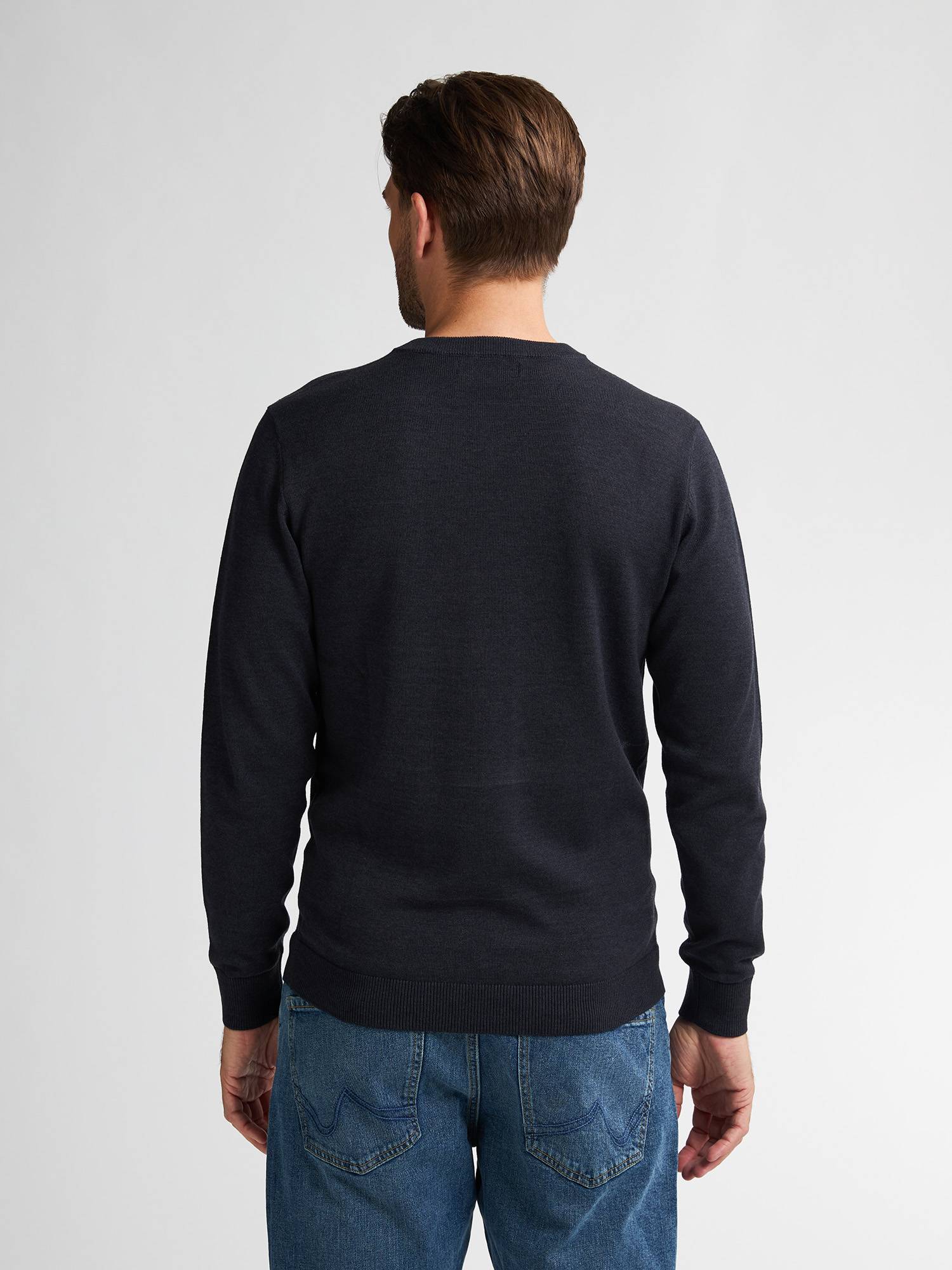 Petrol Fine-knit V-neck Sweater Whitefish - Blue