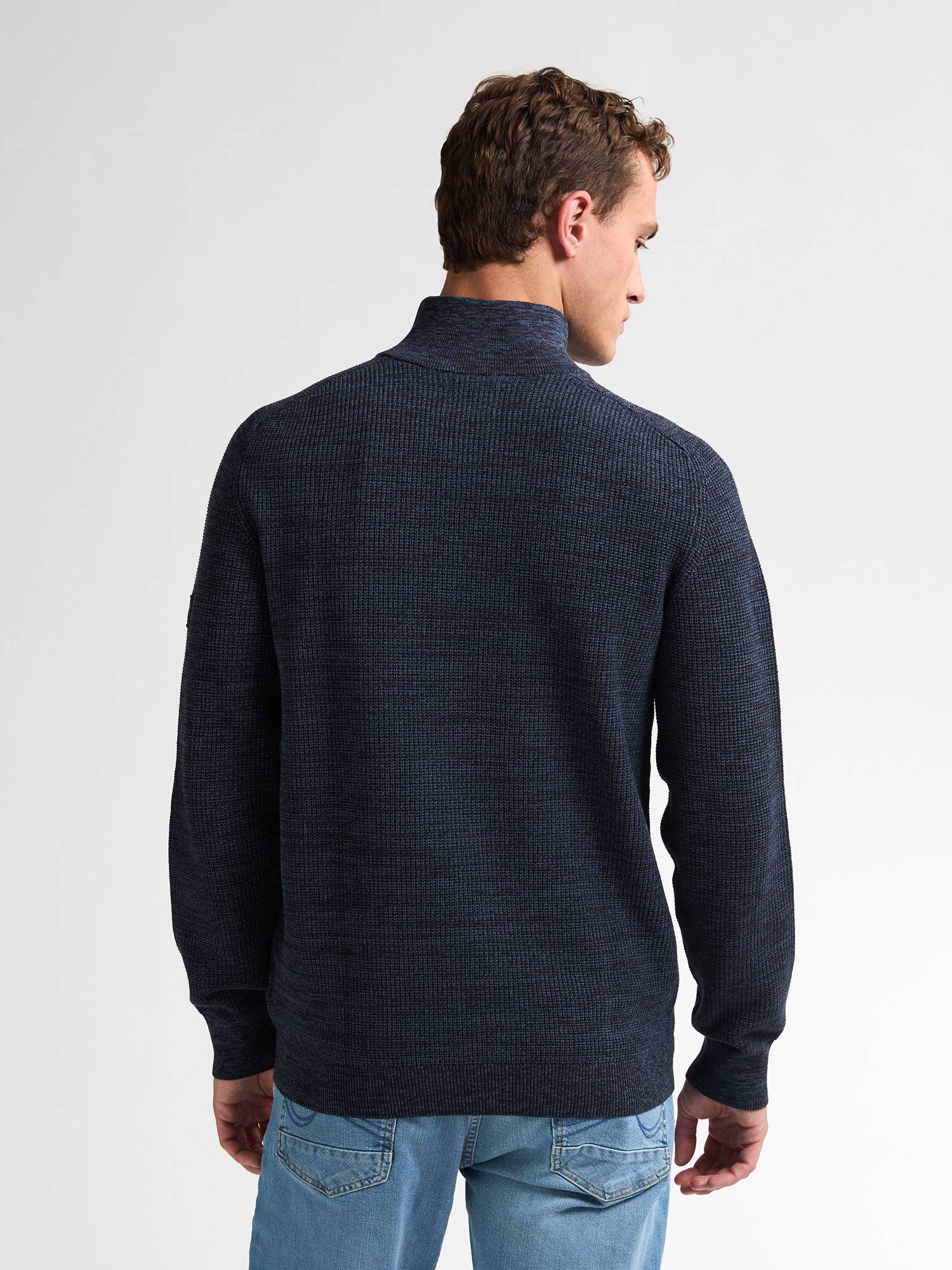 Petrol Knitted Half-Zip Sweater Nashville - Blue
