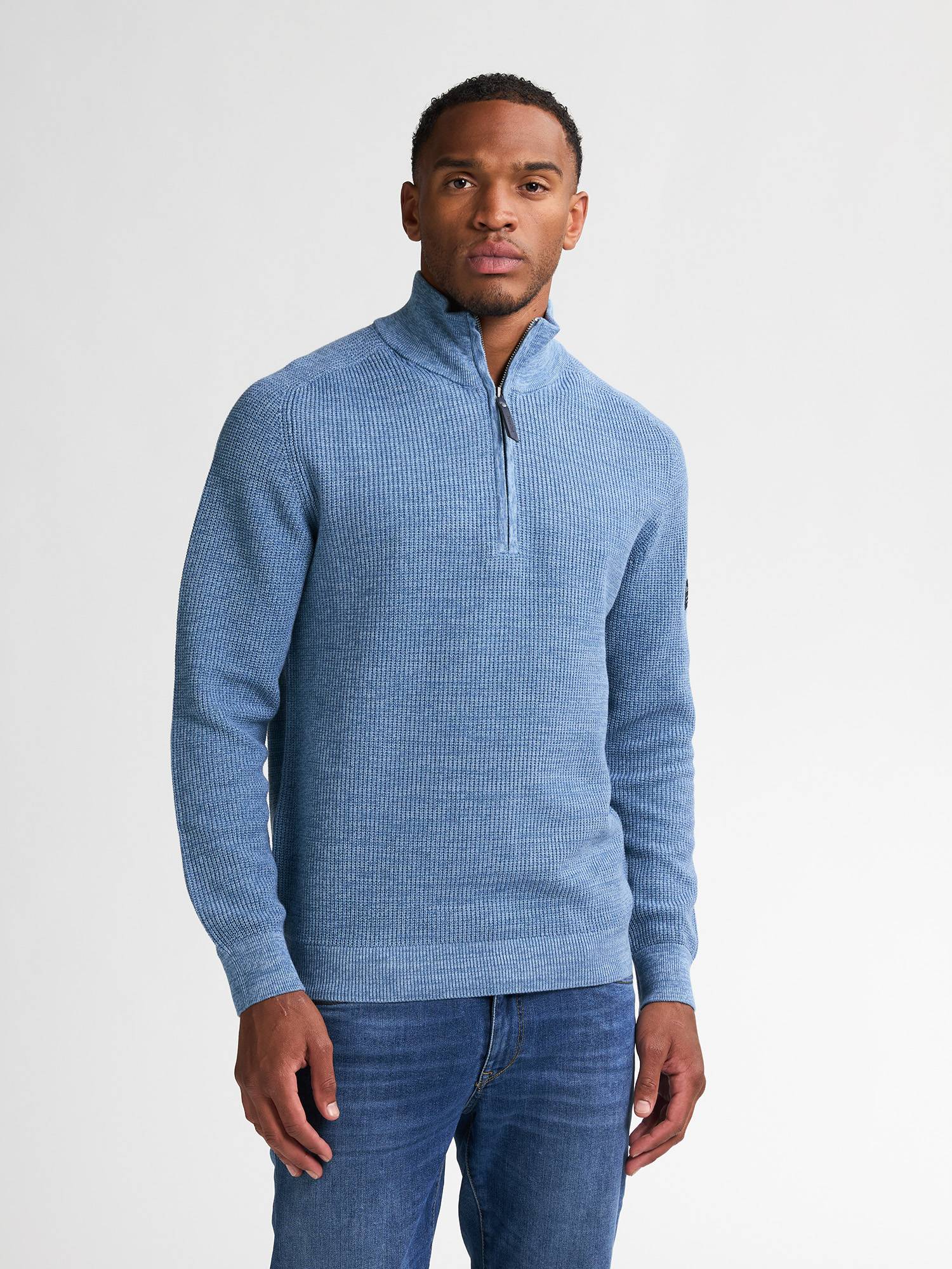 Petrol Knitted Half-Zip Sweater Nashville - Sky Blue