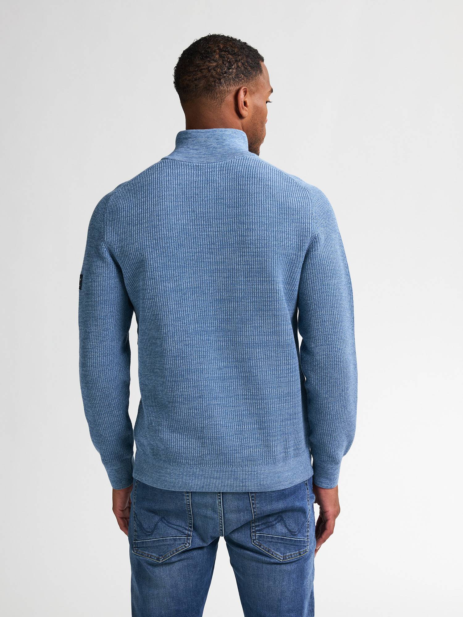 Petrol Knitted Half-Zip Sweater Nashville - Sky Blue