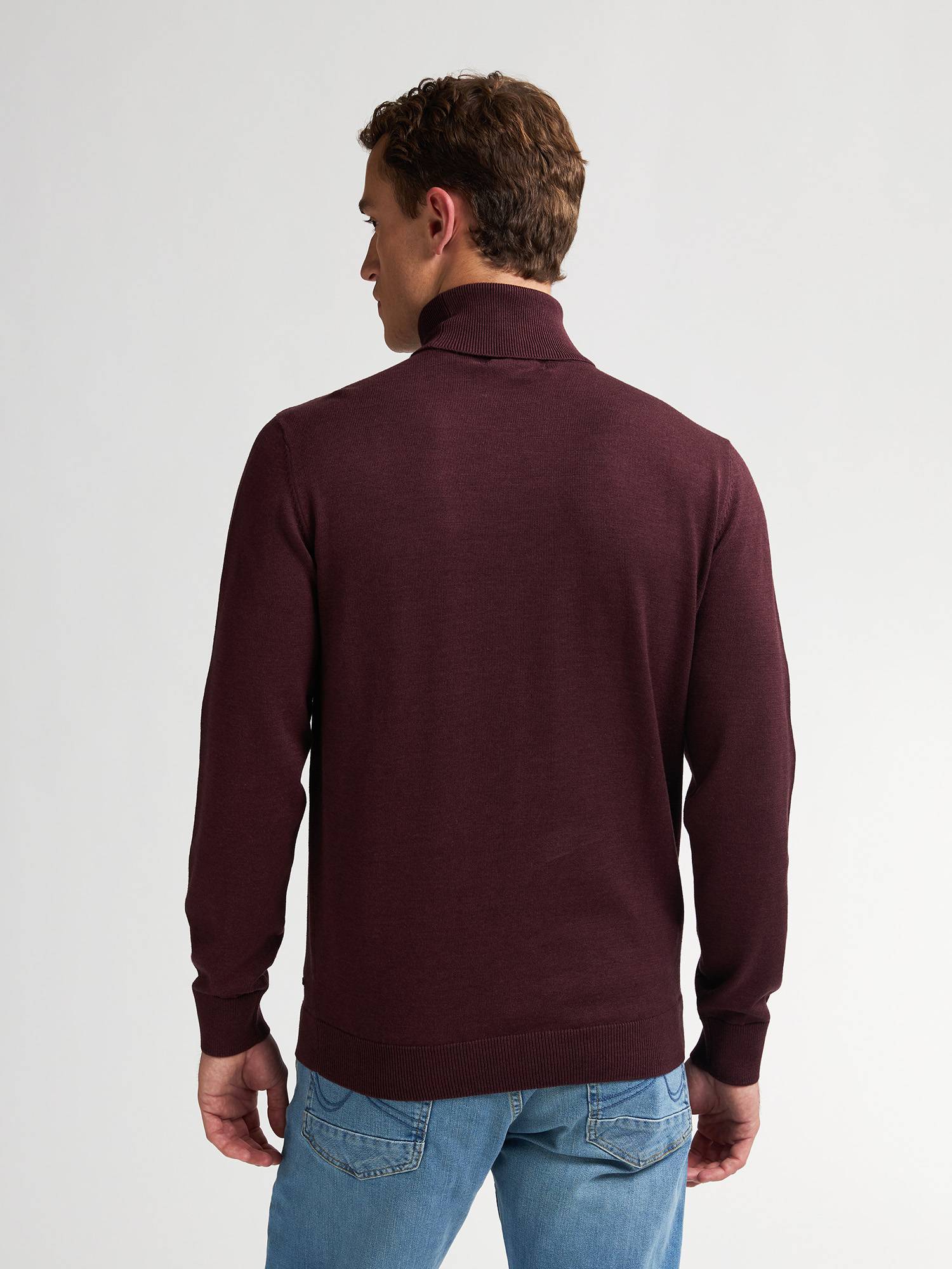 Petrol Fine-knit Turtleneck Vail - Bordeaux