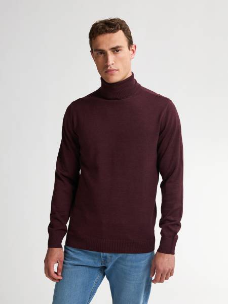 Petrol Fine-knit Turtleneck Vail - Bordeaux