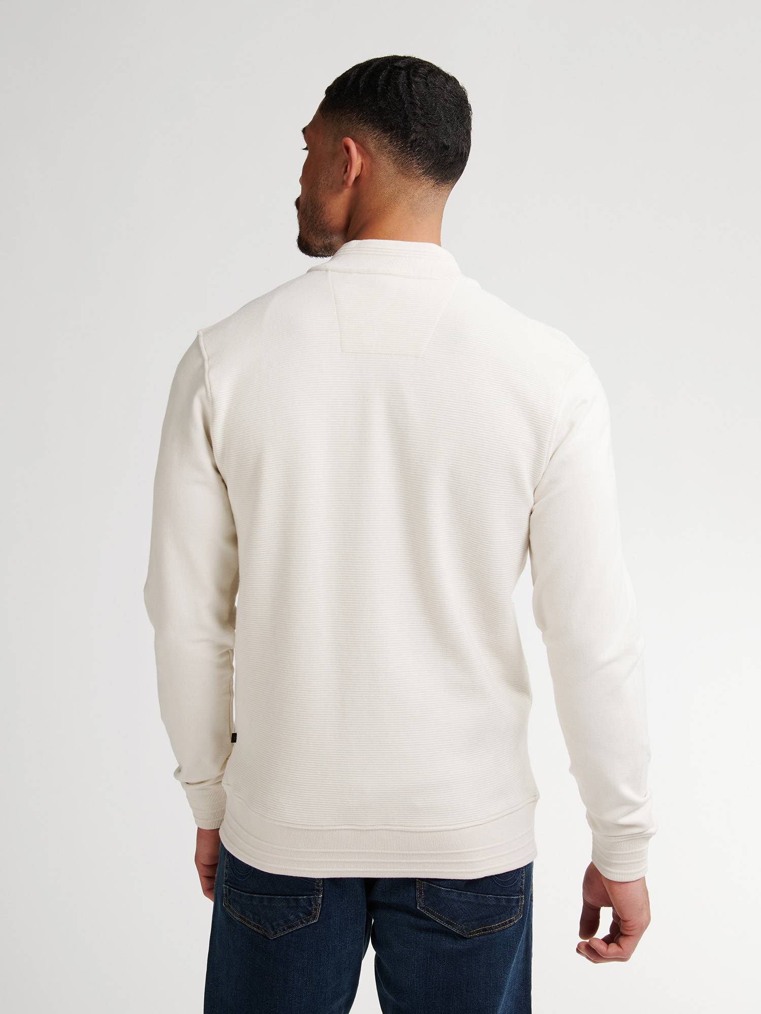 Petrol Sweater Collar Zip - White