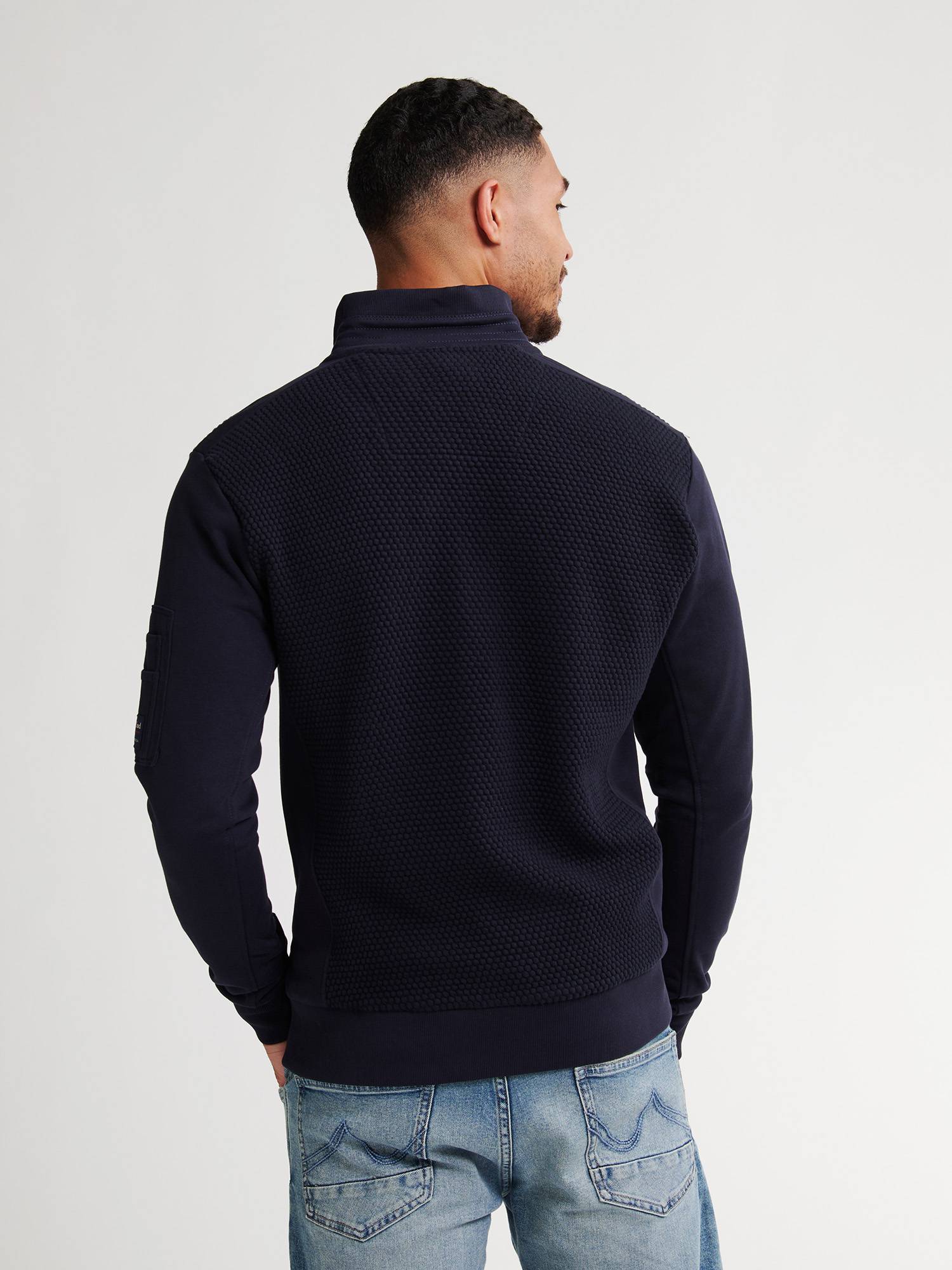 Petrol Sweater Collar Zip - Blue