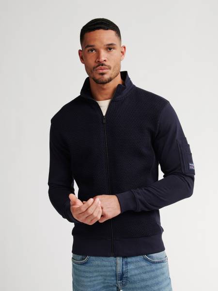 Petrol Sweater Collar Zip - Blue