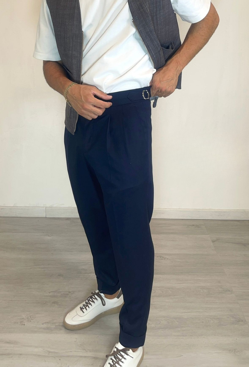 Tailored Fit Smart Trousers - Blue