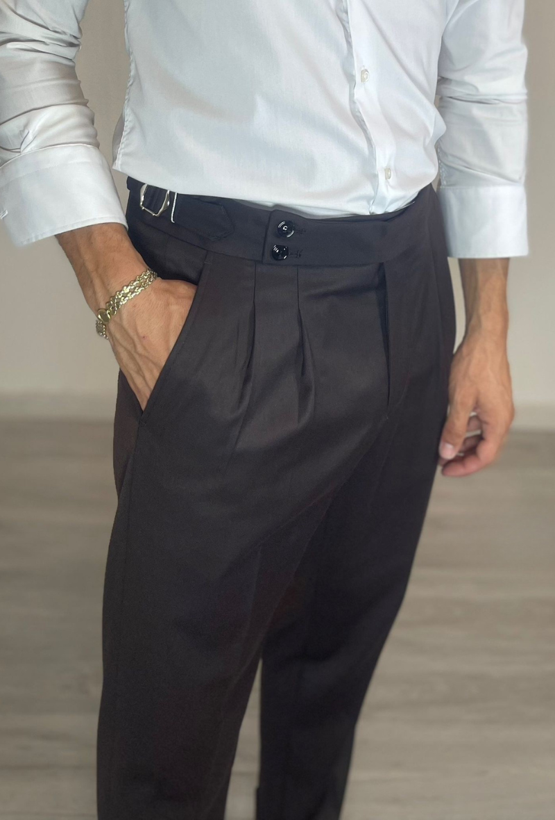 Tailored Fit Smart Trousers - Brown