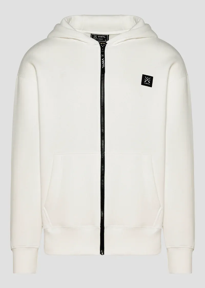 Vinyl Off Duty Zip Hoodie - White