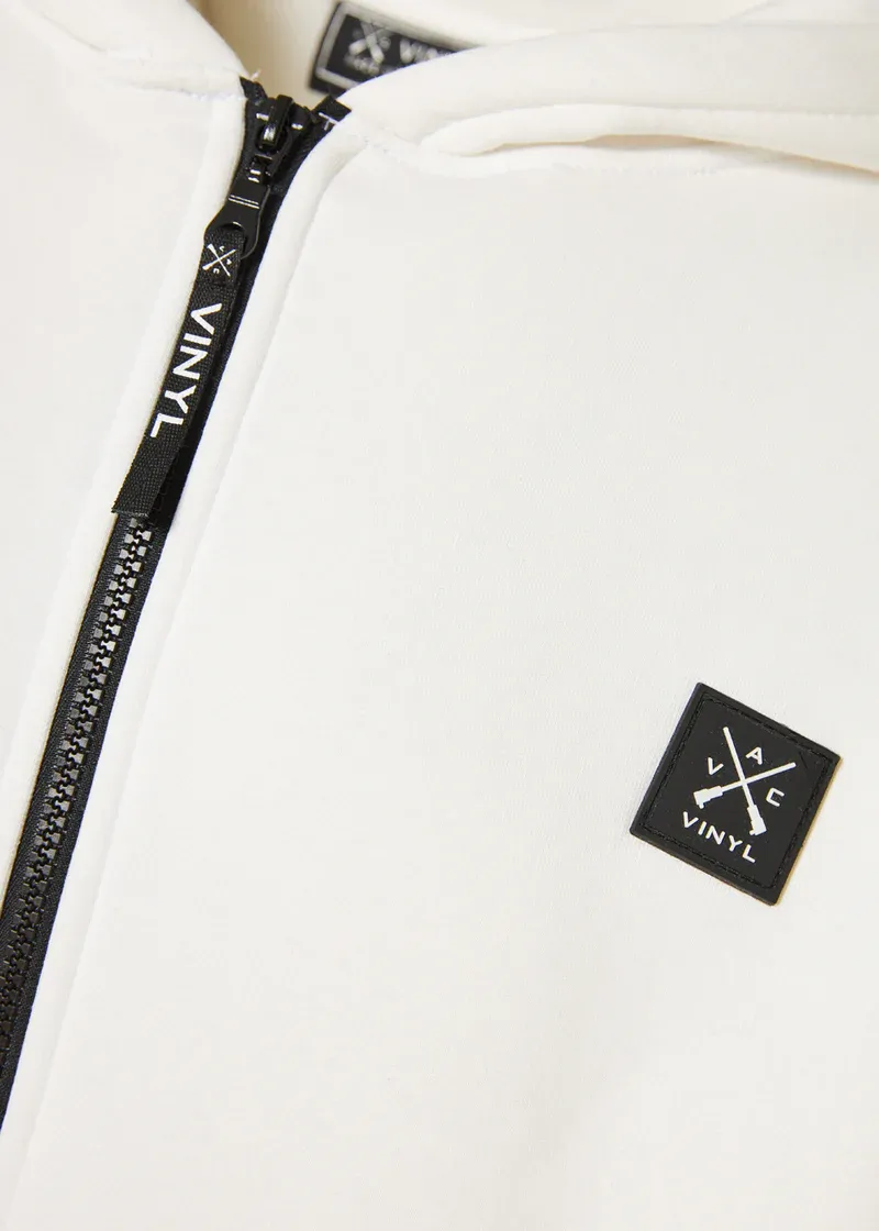 Vinyl Off Duty Zip Hoodie - White