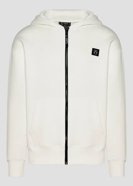 Vinyl Off Duty Zip Hoodie - White