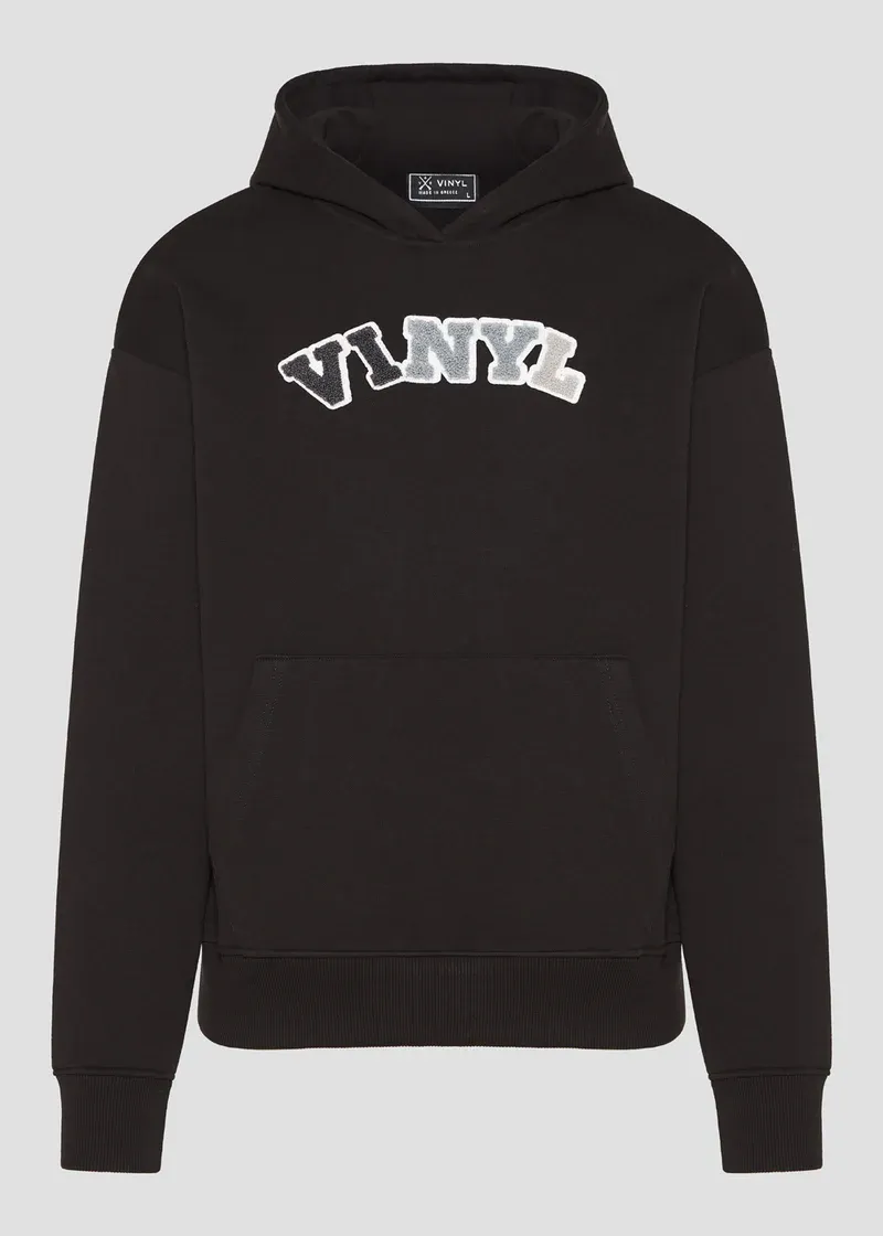 Vinyl Puff Logo Hoodie - Black