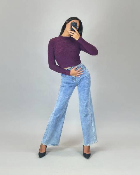 Ribbed Knit Sweater - Bordeaux