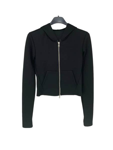Fitted Zip-Up Hoodie - Black