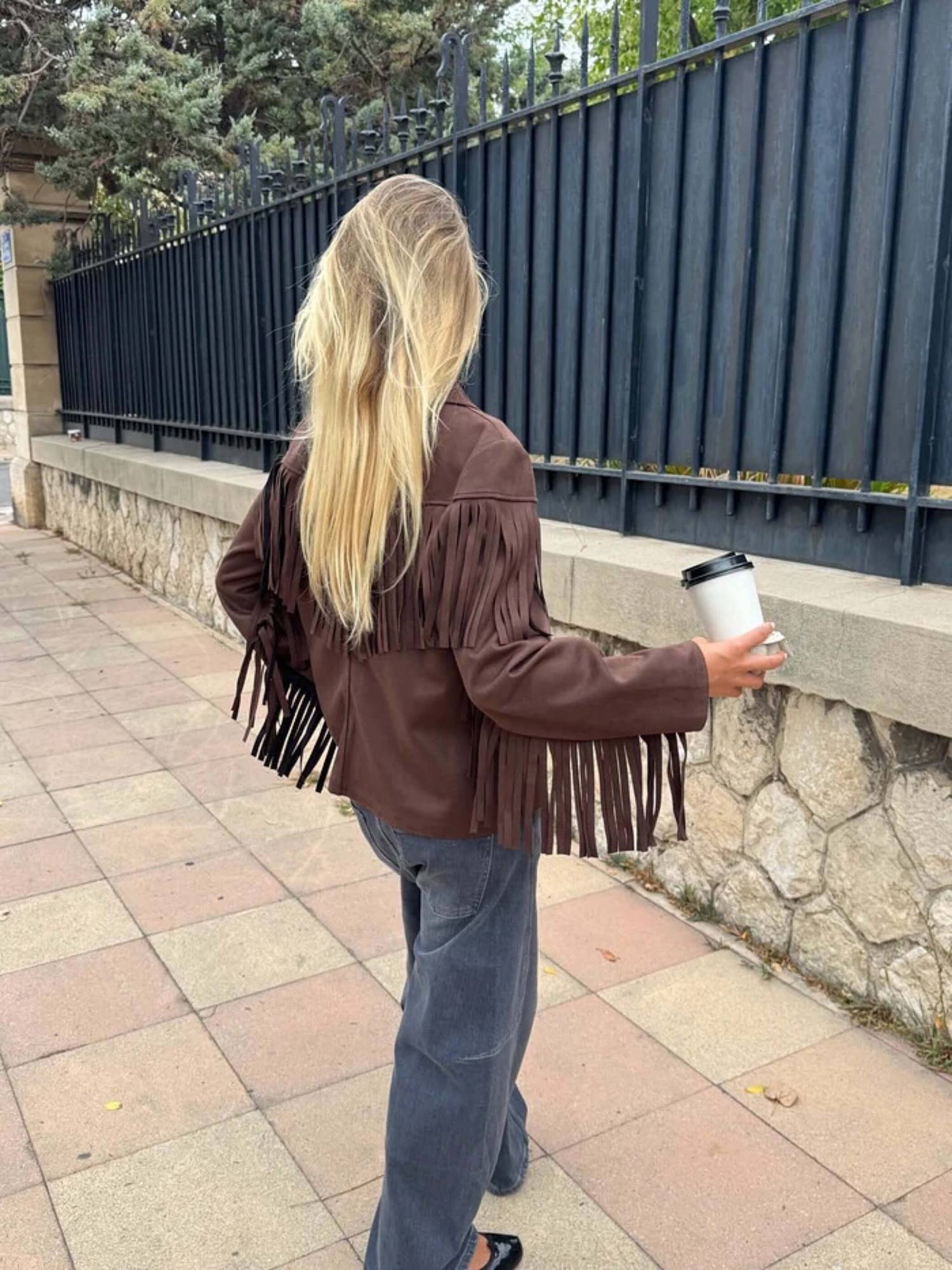 Western Style Fringe Jacket - Brown
